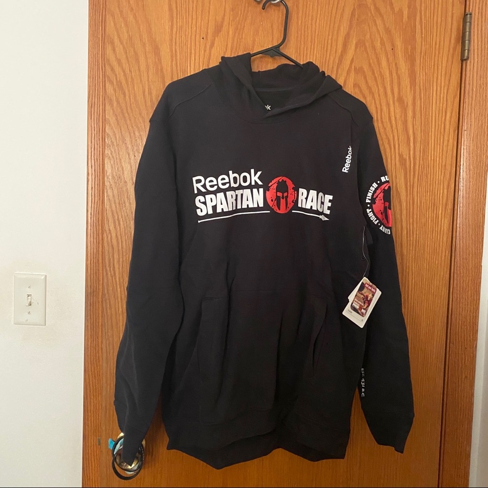 Unisex black Reebok Spartan Race pullover hoodie